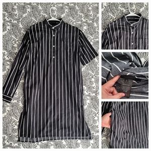 Balenciaga Women's Black Asymmetrical  striped Polo Dress shirt..💗